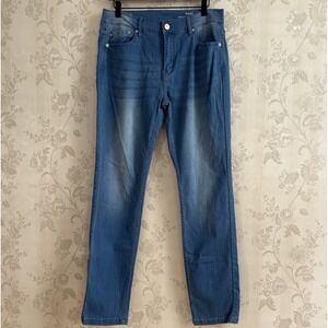 Mugsy Piers Jeans Mens 33x34 Blue Denim Straight Leg Whiskering Stretch